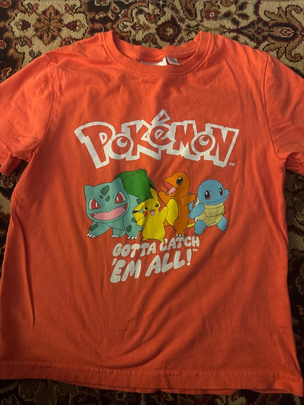 Pokémon Kids' Orange Graphic Tee - Gotta Catch 'Em All size 7/8